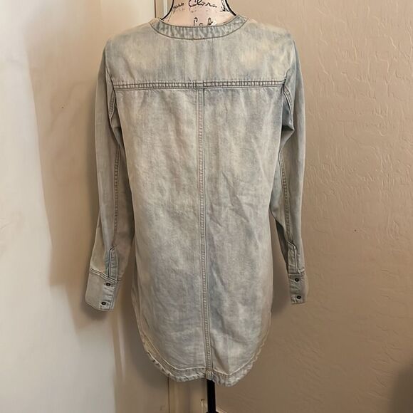 Free People Lace Up Denim Distressed Tunic Top Contemporary Boho Feminine Casual - Picture 6 of 16